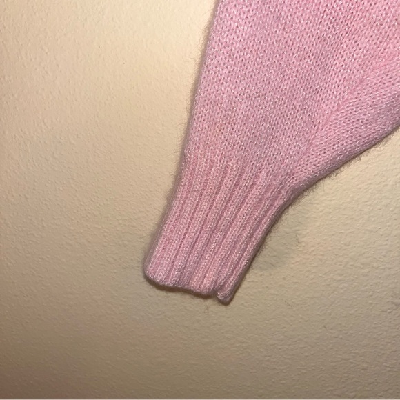 Vintage Fia Italia 1980s Angora Pink Collared Sweater Lambswool L CottageCore - Picture 8 of 16